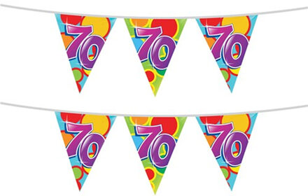 Haza 2x stuks leeftijd verjaardag thema vlaggetjes 70 jaar plastic 10 meter