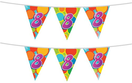 Haza 2x stuks leeftijd verjaardag thema vlaggetjes 8 jaar plastic 10 meter
