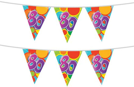 Haza 2x stuks leeftijd verjaardag thema vlaggetjes 80 jaar plastic 10 meter