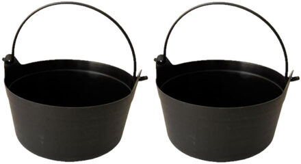 Haza 2x Zwarte heksenketel 12 x 25 cm - Feestdecoratievoorwerp