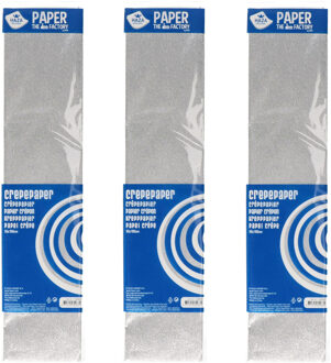 Haza 3x Crepe alu papier glitter zilver 150 x 50 cm knutsel materiaal