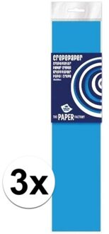 Haza 3x Crepe papier plat hemelsblauw 250 x 50 cm knutsel materiaal
