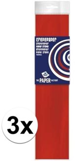 Haza 3x Crepe papier plat rood 250 x 50 cm knutsel materiaal - Hobbypapier