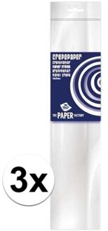 Haza 3x Crepe papier plat wit 250 x 50 cm knutsel materiaal - Hobbypapier Rood