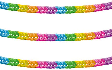 Haza 3x feestslinger - verjaardag versiering - papier - 600 cm - multi-color