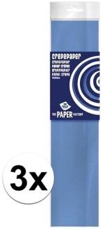 Haza 3x Hobby crepe papier babyblauw 250 x 50 cm - Crepepapier