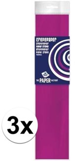 Haza 3x Hobby crepe papier fuchsia roze 250 x 50 cm - Crepepapier