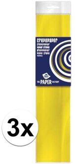Haza 3x Hobby crepe papier geel 250 x 50 cm - Crepepapier