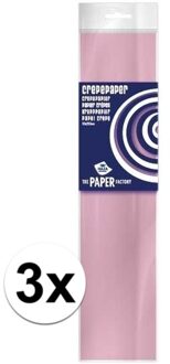 Haza 3x Hobby crepe papier licht roze 250 x 50 cm - Crepepapier