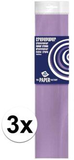 Haza 3x Hobby crepe papier lila paars 250 x 50 cm - Crepepapier