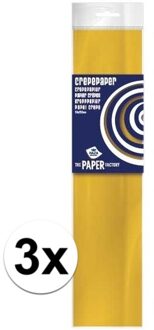 Haza 3x Hobby crepe papier oker geel 250 x 50 cm - Crepepapier