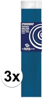 Haza 3x Hobby crepe papier petrol blauw 250 x 50 cm - Crepepapier