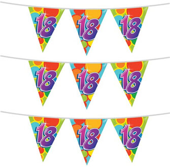 Haza 3x stuks leeftijd verjaardag thema vlaggetjes 18 jaar plastic 10 meter