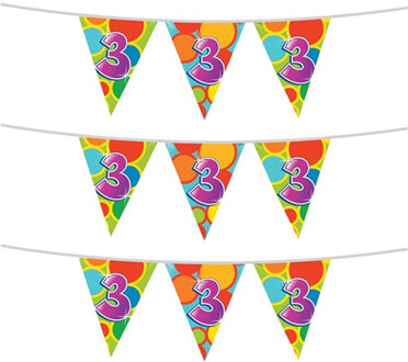 Haza 3x stuks leeftijd verjaardag thema vlaggetjes 3 jaar plastic 10 meter