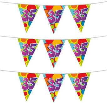 Haza 3x stuks leeftijd verjaardag thema vlaggetjes 35 jaar plastic 10 meter