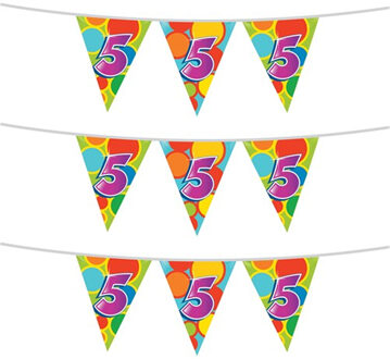 Haza 3x stuks leeftijd verjaardag thema vlaggetjes 5 jaar plastic 10 meter