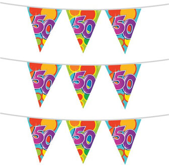 Haza 3x stuks leeftijd verjaardag thema vlaggetjes 50 jaar plastic 10 meter