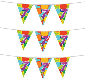 Haza 3x stuks leeftijd verjaardag thema vlaggetjes 7 jaar plastic 10 meter