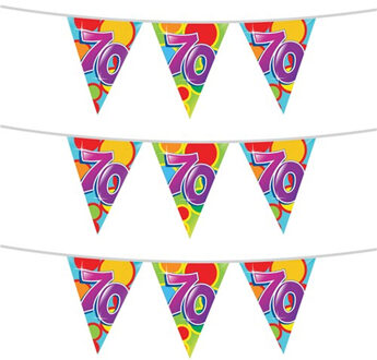 Haza 3x stuks leeftijd verjaardag thema vlaggetjes 70 jaar plastic 10 meter