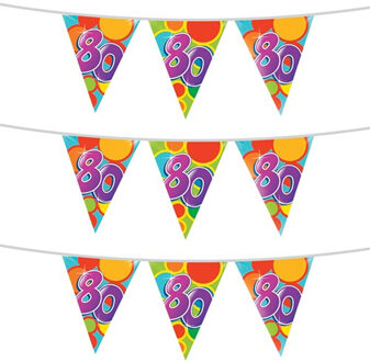 Haza 3x stuks leeftijd verjaardag thema vlaggetjes 80 jaar plastic 10 meter