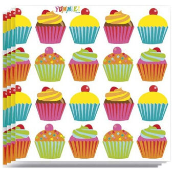 Haza 40x Cupcake dessert thema servetten 33 x 33 cm - Feestservetten Multikleur