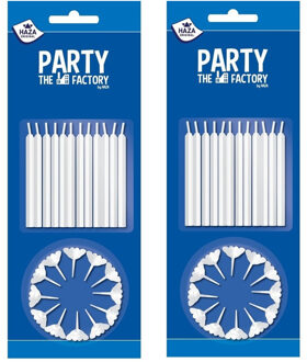 Haza 48x stuks witte taartkaarsjes - Verjaardag feestartikelen - bruiloft - mini kaarsen