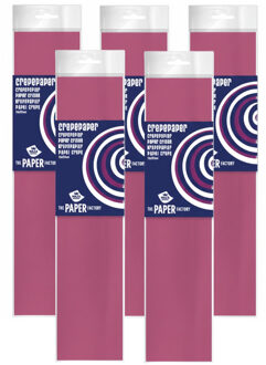 Haza 5x Crepe papier aubergine paars 250 x 50 cm knutsel materiaal - Hobbypapier