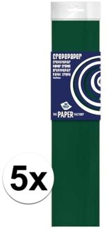 Haza 5x Crepe papier plat donkergroen 250 x 50 cm knutsel materiaal - Hobbypapier