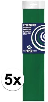 Haza 5x Crepe papier plat groen 250 x 50 cm - Knutselen met papier - Knutselspullen