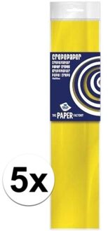 Haza 5x Hobby crepe papier geel 250 x 50 cm - Crepepapier