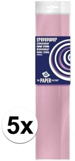 Haza 5x Hobby crepe papier licht roze 250 x 50 cm - Crepepapier