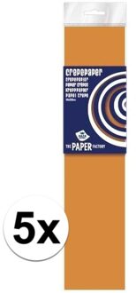 Haza 5x Hobby crepe papier neon oranje 250 x 50 cm - Crepepapier