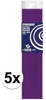 Haza 5x Hobby crepe papier paars 250 x 50 cm - Hobbypapier