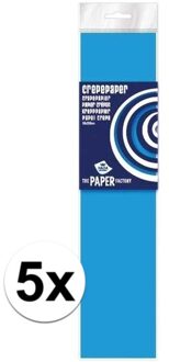 Haza 5x Knutsel crepe vouw papier hemelsblauw 250 x 50 cm