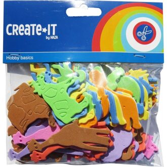 Haza 64x stuks Foam dieren hobby/knutsel materiaal voor kinderen