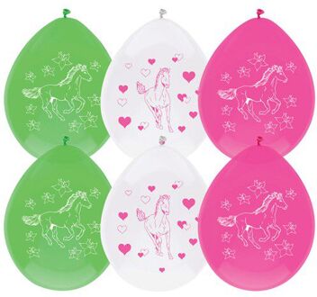 Haza 6x Paarden ballonnen versiering 30 cm - Paarden/pony thema feest ballon kinderfeestje/verjaardag Multikleur