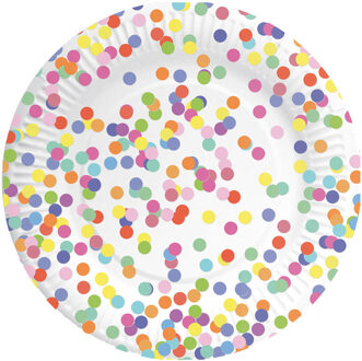 Haza 8x Confetti thema feest borden van karton 23 cm Multi