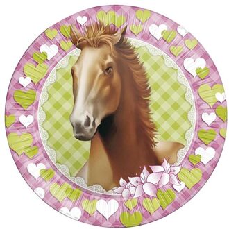 Haza 8x Paarden feest wegwerpbordjes 23 cm - Paarden thema kinderfeestje versieringen/decoraties Multikleur