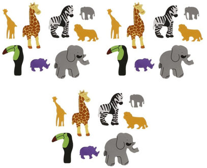 Haza 96x Foam safari dieren knutsel materiaal - voor kinderen - 3-7 cm per dier