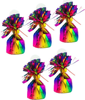 Haza Ballon gewichtjes - 5x - regenboogkleur - 170 gram - gewichtjes voor helium ballontrosjes