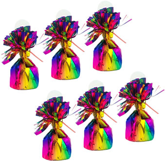 Haza Ballon gewichtjes - 6x - regenboogkleur - 170 gram - gewichtjes voor helium ballontrosjes