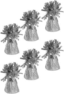 Haza Ballon gewichtjes - 6x - zilver/glitter - 170 gram - gewichtjes voor helium ballontrosjes