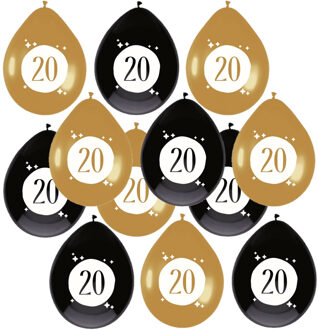 Haza Ballonnen - 20 jaar - leeftijd verjaardag - 12x stuks - 30 cm - versiering - feestartikelen