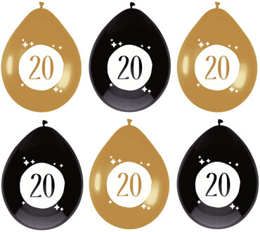 Haza Ballonnen - 20 jaar - leeftijd verjaardag - 6x stuks - 30 cm - versiering - feestartikelen Multi