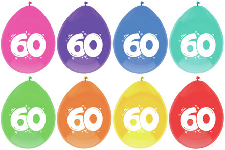 Haza Ballonnen - 60 jaar - 16x - 29 cm - leeftijd versiering - 60e verjaardag