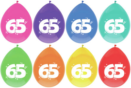 Haza Ballonnen - 65 jaar - leeftijd verjaardag - 8x stuks - 29 cm - versiering - feestartikelen Multi