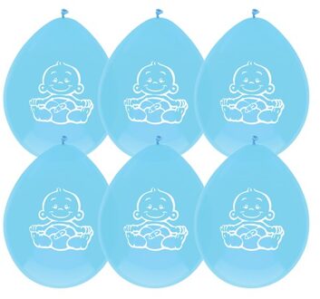 Haza Ballonnen blauw met opdruk baby 30 cm 6 stuks