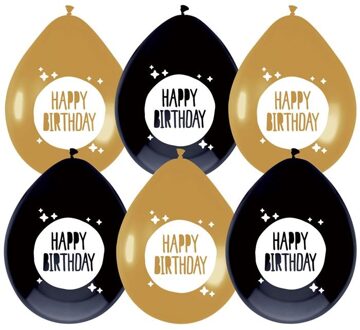 Haza Ballonnen Festive Gold 'Happy Birthday' 6 stuks