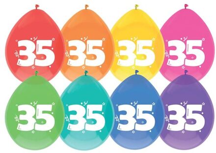Haza Ballonnen multicolor met opdruk ""35"" 30 cm 8 stuks Multikleur