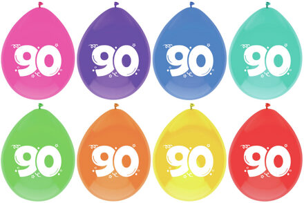 Haza Ballonnen multicolor met opdruk ""90"" 30 cm 8 stuks Multikleur
